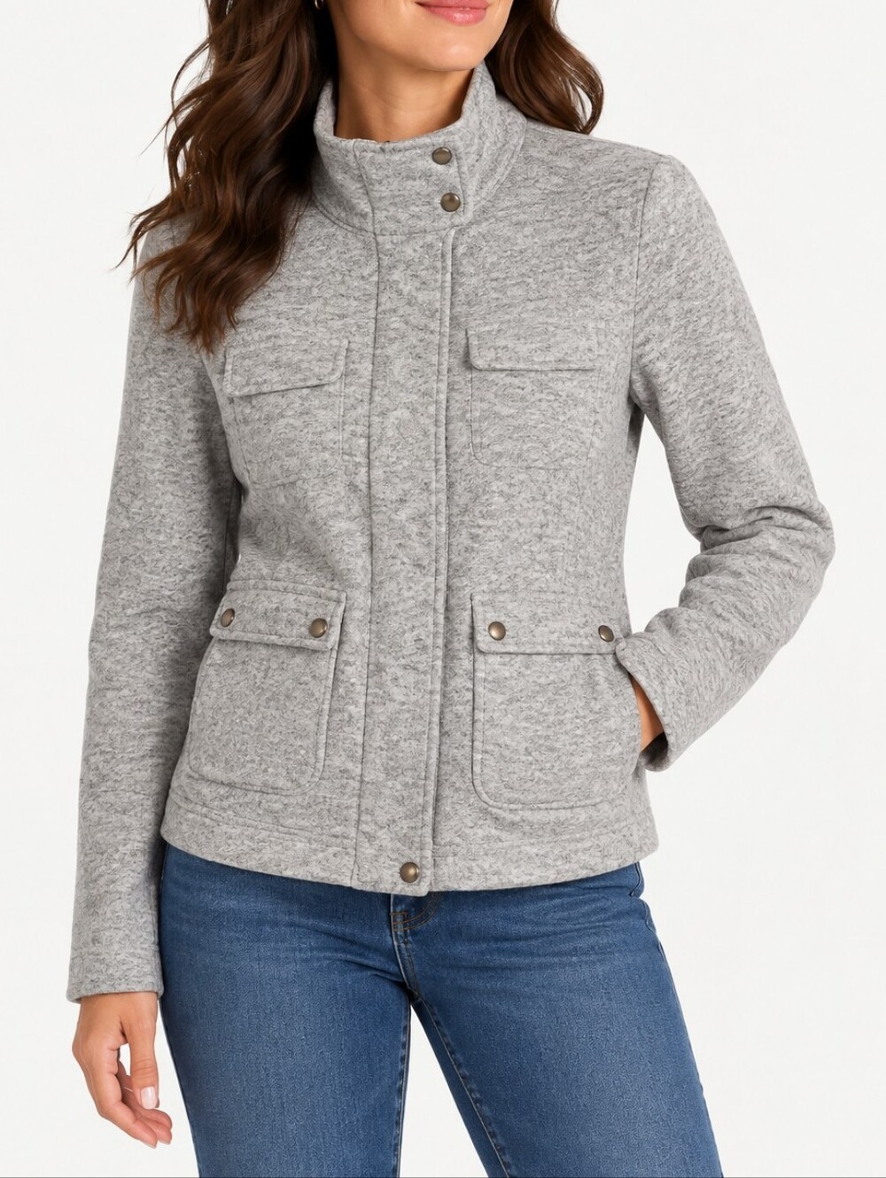 Patagonia Better Jacket Tailored Grey Snap Front Fleece Jacket 4 Pocket Small